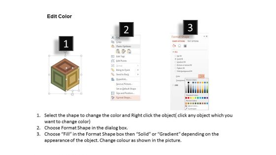 Three Sections In Cube With Icons Powerpoint Template