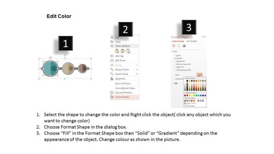 Three Sequential Text Circles With Icons Powerpoint Template