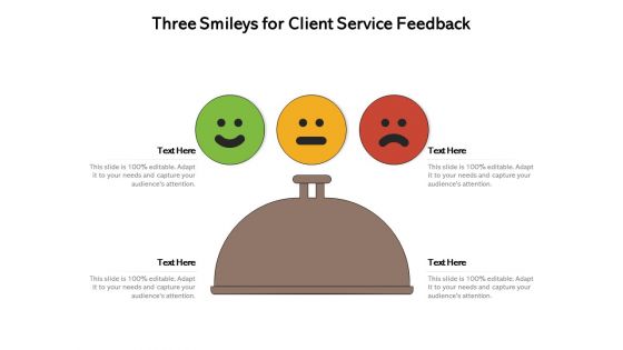 Three Smileys For Client Service Feedback Ppt PowerPoint Presentation Styles Ideas PDF