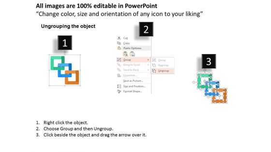 Three Staged Square Step Diagram And Icons Powerpoint Template