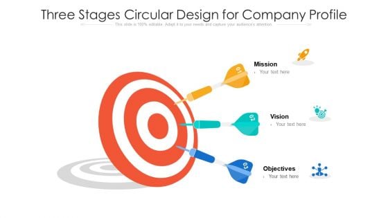 Three Stages Circular Design For Company Profile Ppt PowerPoint Presentation File Graphics Example PDF