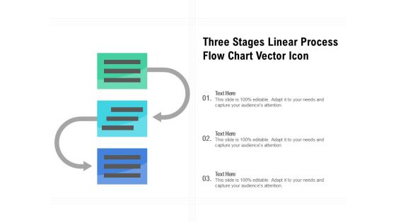 Three Stages Linear Process Flow Chart Vector Icon Ppt PowerPoint Presentation Icon Portfolio PDF