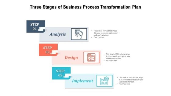 Three Stages Of Business Process Transformation Plan Ppt PowerPoint Presentation Styles Graphic Tips PDF