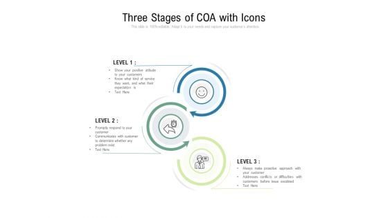 Three Stages Of COA With Icons Ppt PowerPoint Presentation Outline Templates