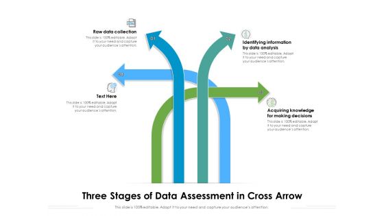 Three Stages Of Data Assessment In Cross Arrow Ppt PowerPoint Presentation Infographic Template Pictures PDF