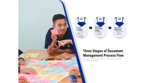 Three Stages Of Document Management Process Flow Ppt PowerPoint Presentation Gallery Deck PDF