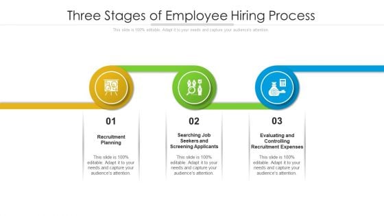 Three Stages Of Employee Hiring Process Ppt Model Vector PDF