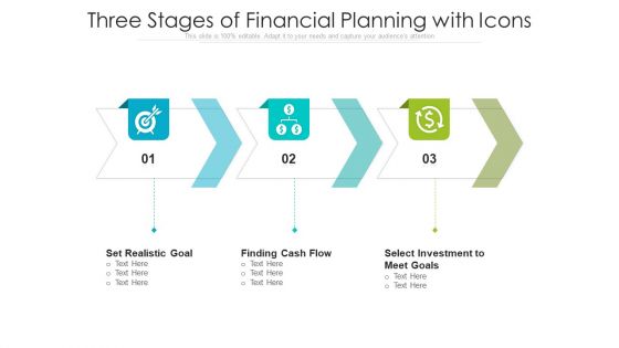 Three Stages Of Financial Planning With Icons Ppt PowerPoint Presentation File Elements PDF