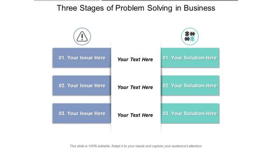 Three Stages Of Problem Solving In Business Ppt PowerPoint Presentation Gallery Display PDF