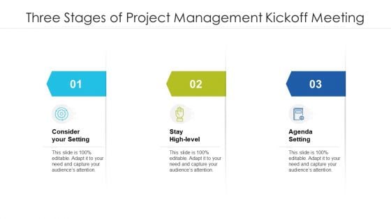 Three Stages Of Project Management Kickoff Meeting Ppt PowerPoint Presentation File Example Introduction PDF