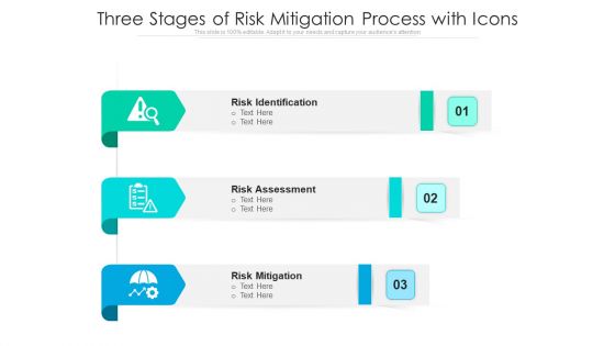Three Stages Of Risk Mitigation Process With Icons Ppt PowerPoint Presentation Gallery Structure PDF
