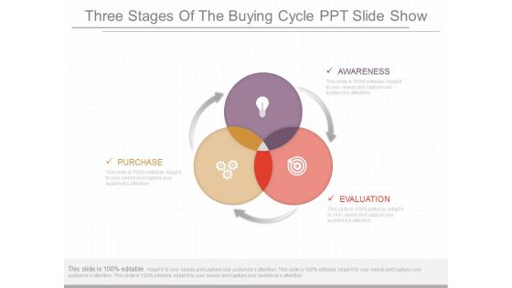 Three Stages Of The Buying Cycle Ppt Slide Show