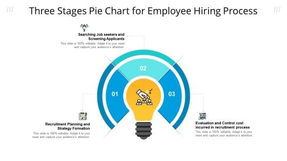 Three Stages Pie Chart For Employee Hiring Process Ppt Model Icons PDF