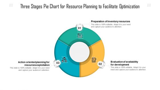 Three Stages Pie Chart For Resource Planning To Facilitate Optimization Ppt Layouts Images PDF