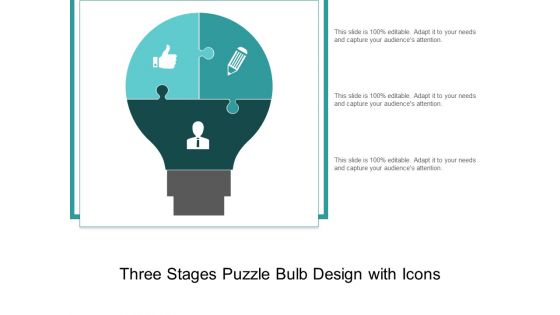 Three Stages Puzzle Bulb Design With Icons Ppt PowerPoint Presentation Professional Picture