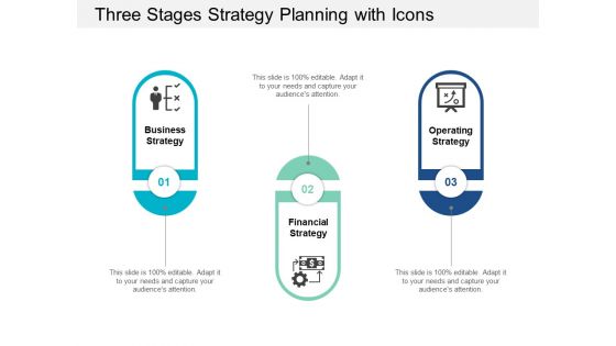 Three Stages Strategy Planning With Icons Ppt Powerpoint Presentation Layouts Good