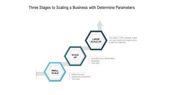 Three Stages To Scaling A Business With Determine Parameters Ppt PowerPoint Presentation Professional Format Ideas