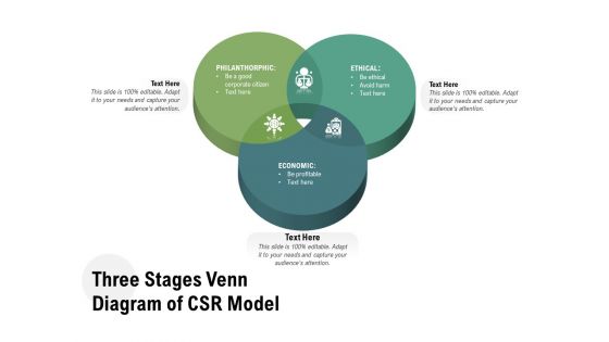 Three Stages Venn Diagram Of CSR Model Ppt PowerPoint Presentation File Infographics PDF