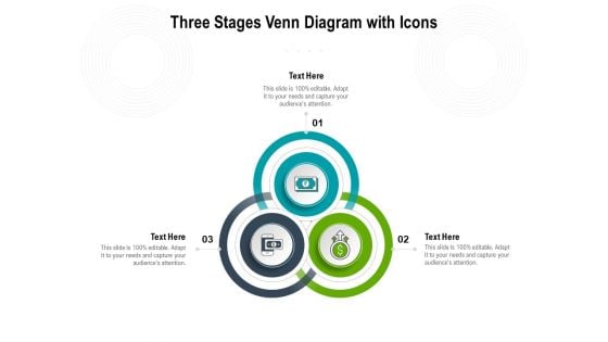 Three Stages Venn Diagram With Icons Ppt PowerPoint Presentation Ideas Skills