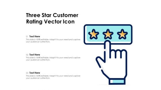 Three Star Customer Rating Vector Icon Ppt PowerPoint Presentation Inspiration Pictures PDF