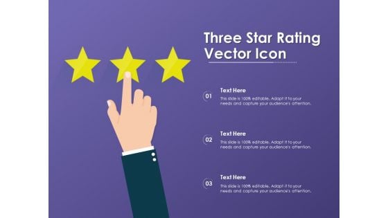 Three Star Rating Vector Icon Ppt PowerPoint Presentation Infographics Master Slide