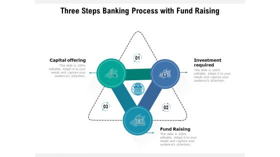 Three Steps Banking Process With Fund Raising Ppt PowerPoint Presentation File Examples PDF