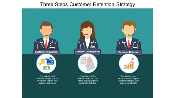 Three Steps Customer Retention Strategy Ppt PowerPoint Presentation Gallery Show
