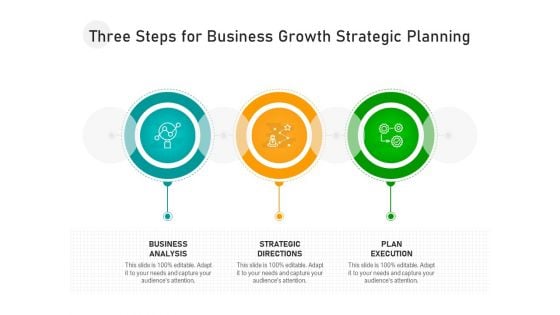 Three Steps For Business Growth Strategic Planning Ppt PowerPoint Presentation File Background PDF