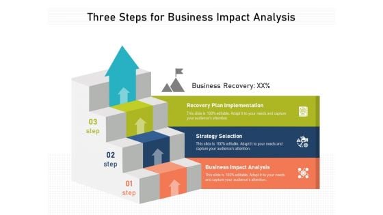 Three Steps For Business Impact Analysis Ppt PowerPoint Presentation Gallery Designs Download PDF