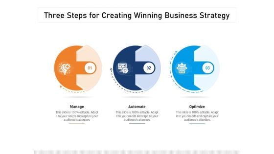 Three Steps For Creating Winning Business Strategy Ppt PowerPoint Presentation File Slide Portrait PDF