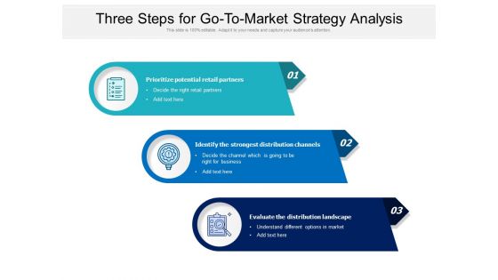 Three Steps For Go To Market Strategy Analysis Ppt PowerPoint Presentation Ideas Infographics PDF