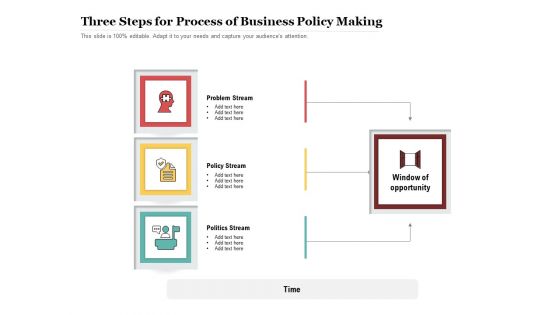 Three Steps For Process Of Business Policy Making Ppt PowerPoint Presentation Professional Influencers PDF