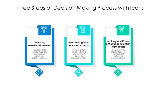 Three Steps Of Decision Making Process With Icons Ppt PowerPoint Presentation Gallery Graphics PDF