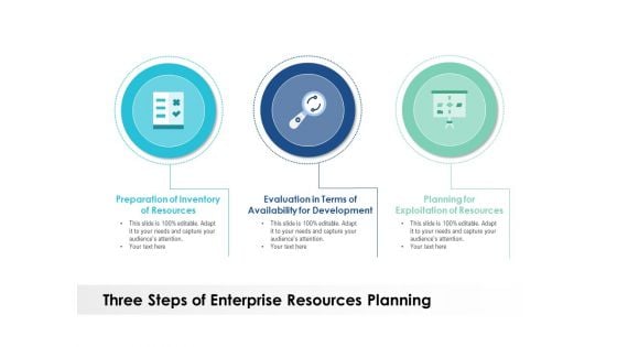 Three Steps Of Enterprise Resources Planning Ppt PowerPoint Presentation Icon Vector PDF