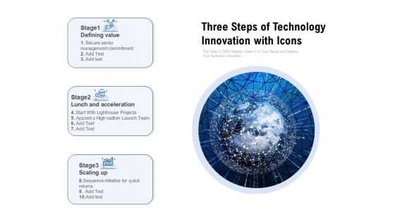 Three Steps Of Technology Innovation With Icons Ppt PowerPoint Presentation Gallery Vector PDF