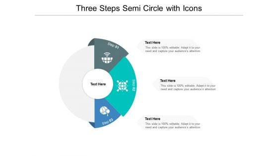 Three Steps Semi Circle With Icons Ppt PowerPoint Presentation Layouts Guidelines