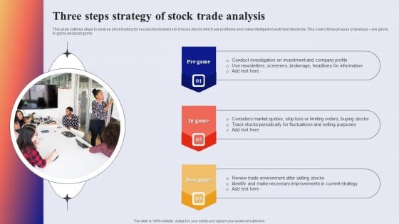 Three Steps Strategy Of Stock Trade Analysis Mockup PDF