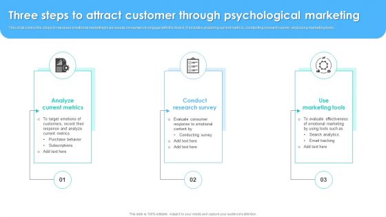 Three Steps To Attract Customer Through Psychological Marketing Microsoft PDF