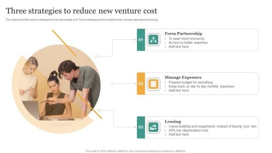 Three Strategies To Reduce New Venture Cost Infographics PDF Three Strategies To Reduce New Venture Cost Infographics PDF
