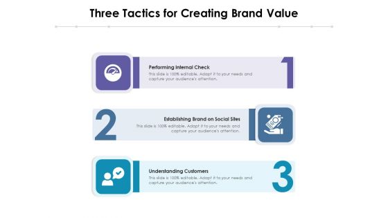 Three Tactics For Creating Brand Value Ppt PowerPoint Presentation Infographic Template Demonstration PDF