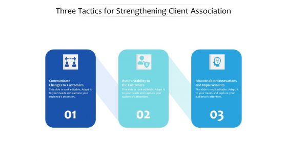 Three Tactics For Strengthening Client Association Ppt PowerPoint Presentation Sample PDF