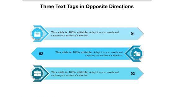 Three Text Tags In Opposite Directions Ppt PowerPoint Presentation Show Example Introduction PDF