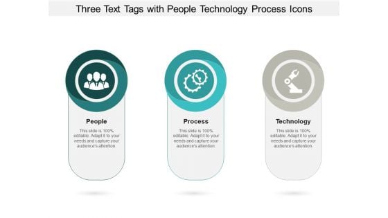 Three Text Tags With People Technology Process Icons Ppt PowerPoint Presentation Professional Icon