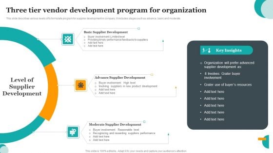 Three Tier Vendor Development Program For Organization Summary PDF
