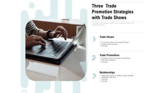 Three Trade Promotion Strategies With Trade Shows Ppt PowerPoint Presentation Gallery Example