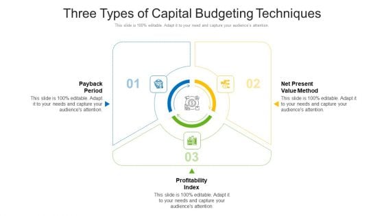 Three Types Of Capital Budgeting Techniques Ppt PowerPoint Presentation File Graphic Tips PDF