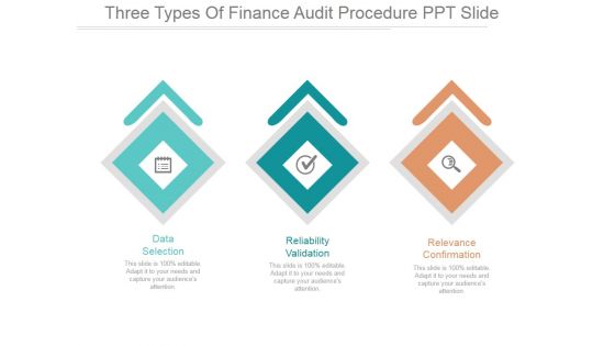 Three Types Of Finance Audit Procedure Ppt PowerPoint Presentation Designs Download