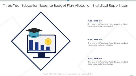 Three Year Education Expense Budget Plan Allocation Statistical Report Icon Icons PDF