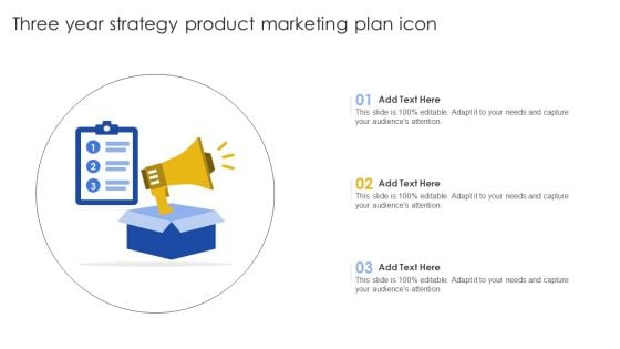 Three Year Strategy Product Marketing Plan Icon Designs PDF