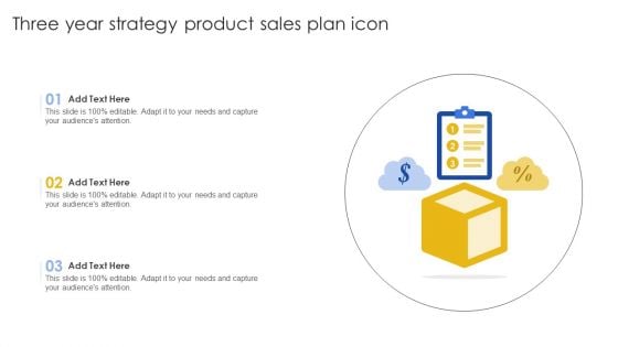 Three Year Strategy Product Sales Plan Icon Background PDF